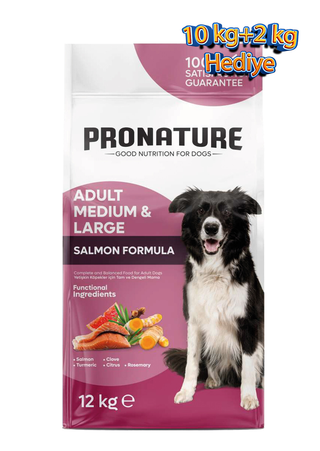 Pronature Orta ve Büyük Irk Yetişkin Kuru Köpek Maması (Derma Shine) – Somonlu ve Pirinçli – 10+ 2 KG Hediye