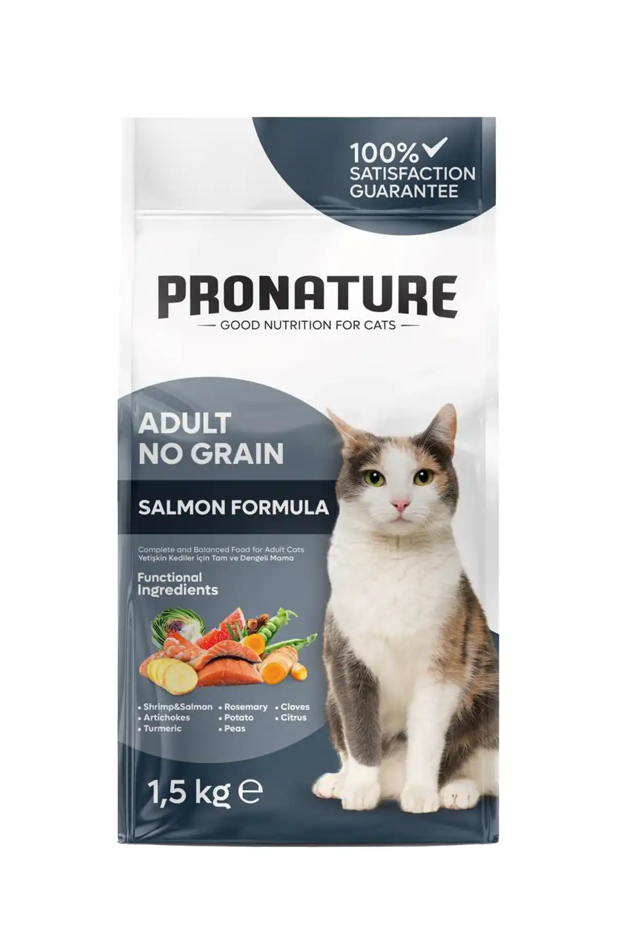 Pronature Tahılsız Yetişkin Kuru Kedi Maması (Perfect Maintenance) – Somonlu Enginarlı – 1,5KG
